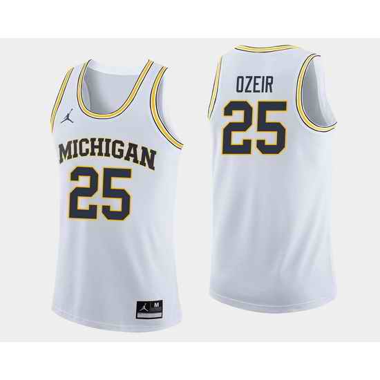 Men Michigan Wolverines Naji Ozeir White College Basketball Jersey